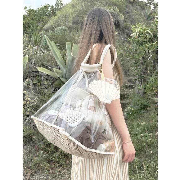 Play&Store - torba plażowa przezroczysta z siateczkowym dnem