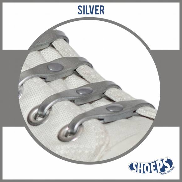 Sznurówki silikonowe bez wiązania - Srebrne SHOEPS