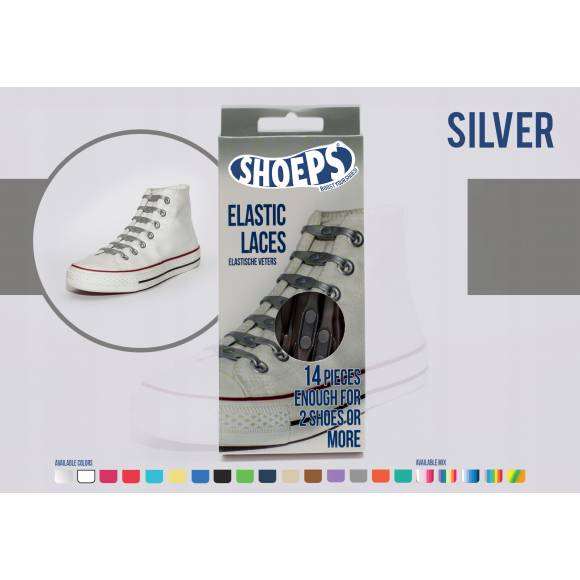 Sznurówki silikonowe bez wiązania - Srebrne SHOEPS