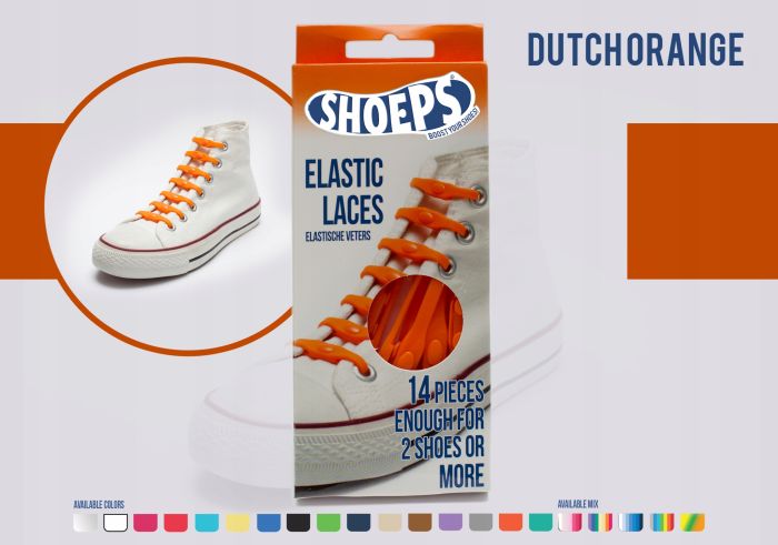 Silikonowe Sznurówki Shoeps Dutch Orange - Pomarańczowe