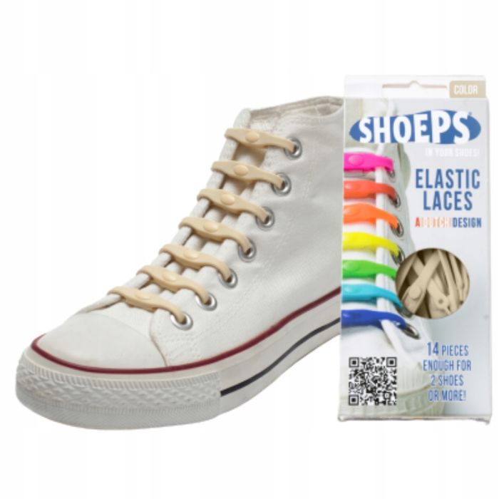 Silikonowe Sznurówki Shoeps SAND - ecru